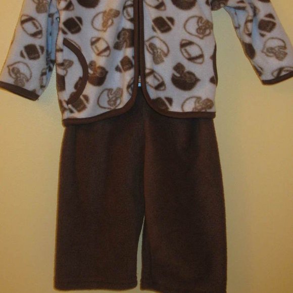 Hoodie Suit Two Piece Blue and Brown Boy or Girl Unisex 3 - 6 Months - Picture 2 of 4